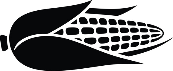 Obraz premium Vector Stylized Monochromatic Corn Illustration with Geometric Husk and Minimalist Graphic Design