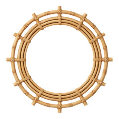 Obraz premium Isolated Round Bamboo Frame on Transparent Background