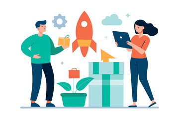 Teamwork and innovation leading to successful business growth and project launch