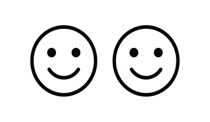 Two simple black and white smiling face emoticons on a white background