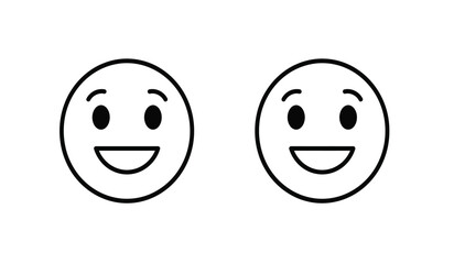 Two simple smiling face emojis in black and white outline style