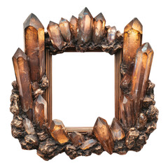 Ornate Frame with Brown Crystals on Transparent Background