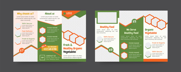 Organic vegetable trifold brochure for fresh produce template