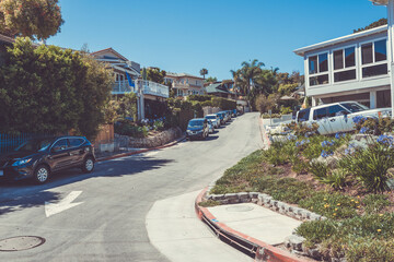 Amazing Street View on the West Coast of USA, Pacific Ocean, the City of Laguna Niguel, California,...