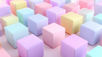 Obraz premium Pastel Cubes with Matte Finish: Abstract Geometric Background.