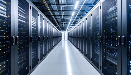 Fototapeta premium Server room interior, modern, spacious