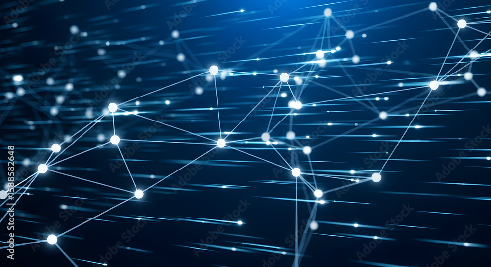 Poster network connections: an abstract depiction of interconnected nodes and lines, illuminating a network