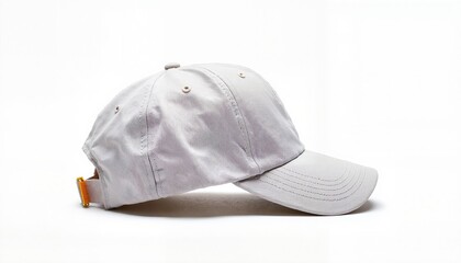 White baseball cap displayed on a neutral background  