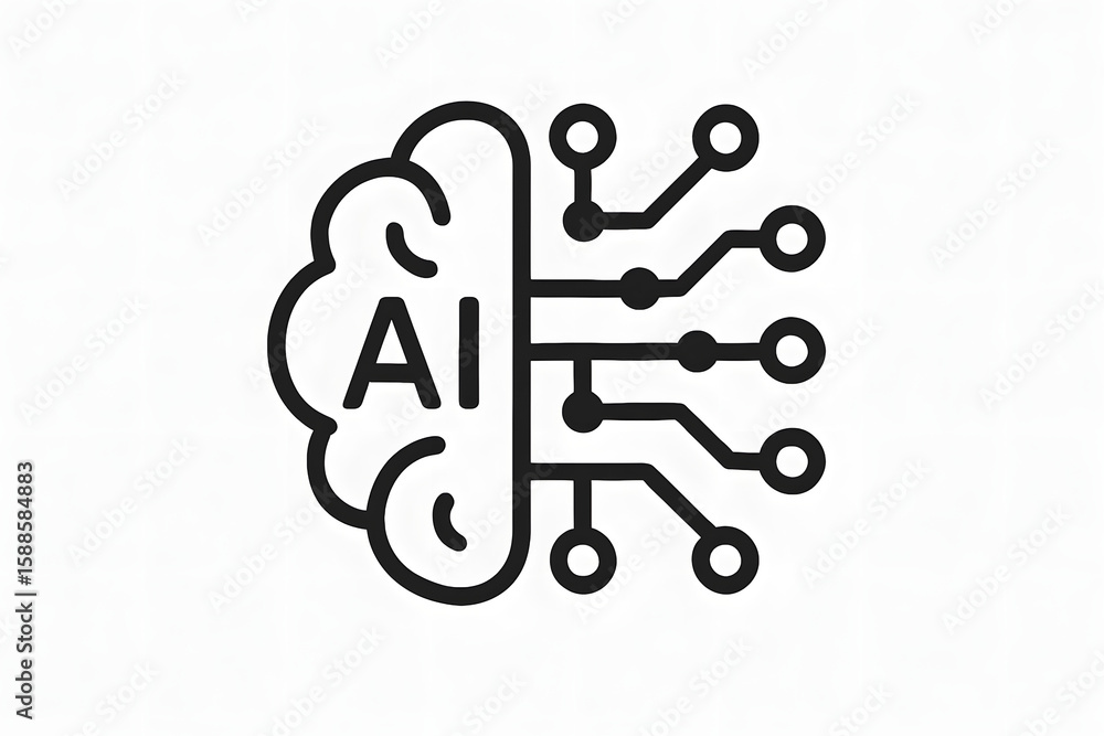 Poster ai brain illustration: a striking visual representation of artificial intelligence, combining the hu