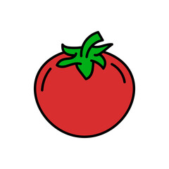 Tomato Color Lineal Icon. Tomatoes Symbol
