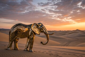 elephant at sunset