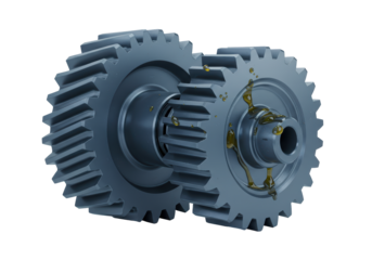 Isolated Interlocking Metal Gears with Lubricant