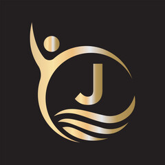 Success Logo combine with letter j vector template