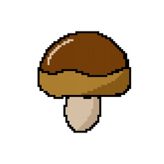 Mushroom Pixel Color Lineal Icon. Mushroom Pixel Art Symbol