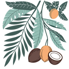 Tropical leaves and fruits graphic design