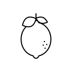 Lemon Black Outline Icon. Lemon Fruit Symbol