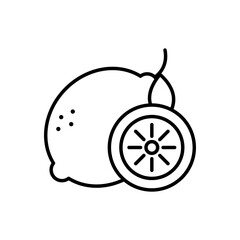 Lemon Black Outline Icon. Lemon Slice Symbol