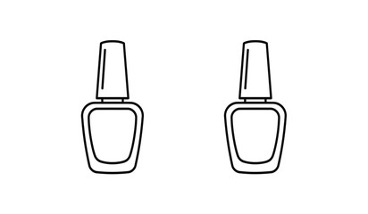 Two Nail Polish Bottles Outline on White Background for Beauty Concepts