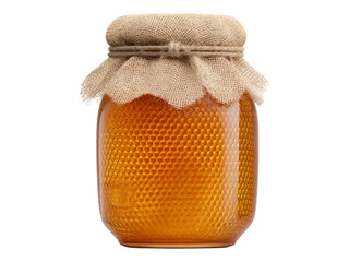 Isolated Glass Jar of Honey with Rustic Lid