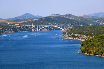 Aerial view of Sibenik, picturesque coastal town in Croatia.