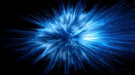 Electric blue explosion in darkness creates a striking abstract design full of energy and dynamism