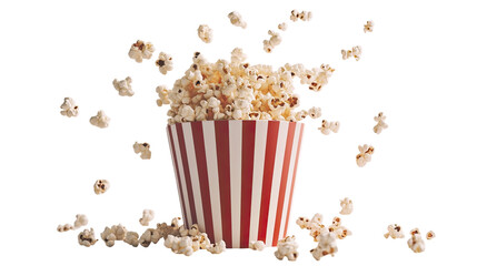 A red and white striped popcorn cup without any logo on white background
