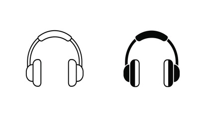 Headphones outline and filled icon audio listening device vector illustration