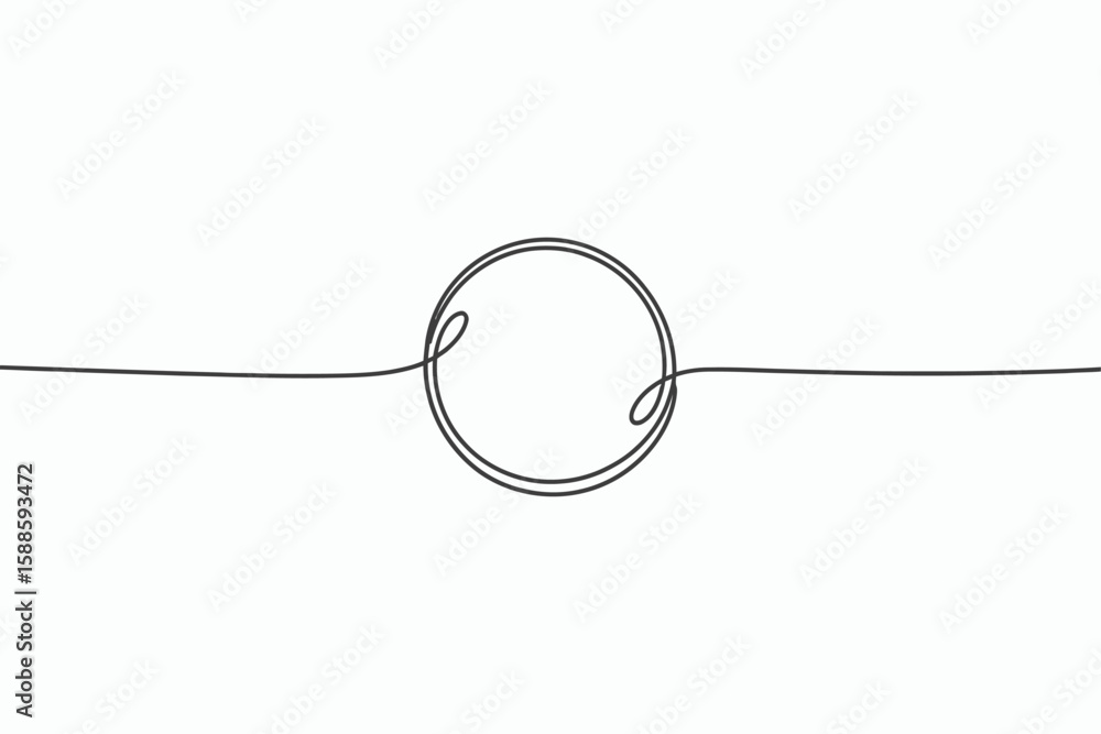 Poster minimalist single line drawing of a circle with flowing ends isolated on white background