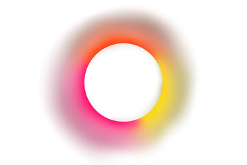 Yellow, orange, pink gradient with circle cutout in the middle,  Colorfull aesthetic aura around circle on transparent png background 