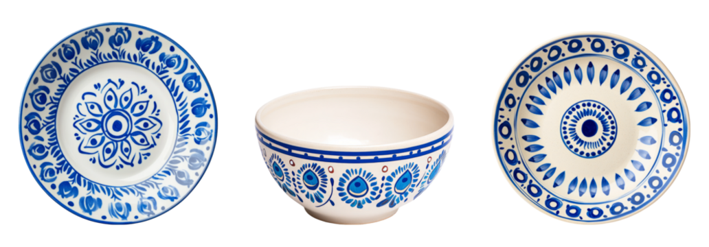 Isolated Decorative Bowls on Transparent Background for Design Use