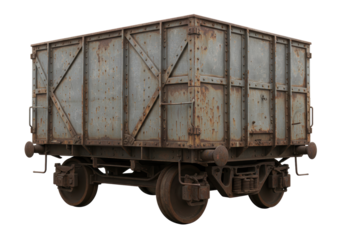 Isolated Vintage Railroad Gondola Car