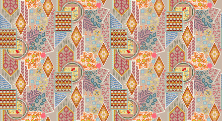 Colorful tie dye shibori print. Seamless hand drawn boho batik pattern. Ink textured japanese background. Modern batik wallpaper tile. Watercolor pattern for fabric, clothes, wallpaper.seamless