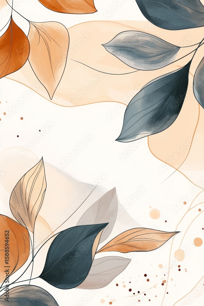 Poster lush abstract watercolor floral design with subtle textures and artistic depth in soft color palette