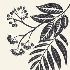 Silhouette plant branch design