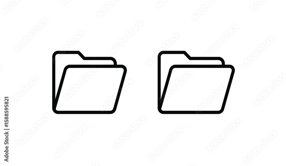 Fototapete two simple folder icons in black outline on a white background