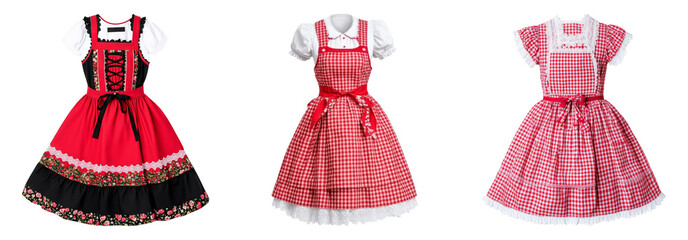 Isolated Traditional Dresses on Transparent Checkerboard Background