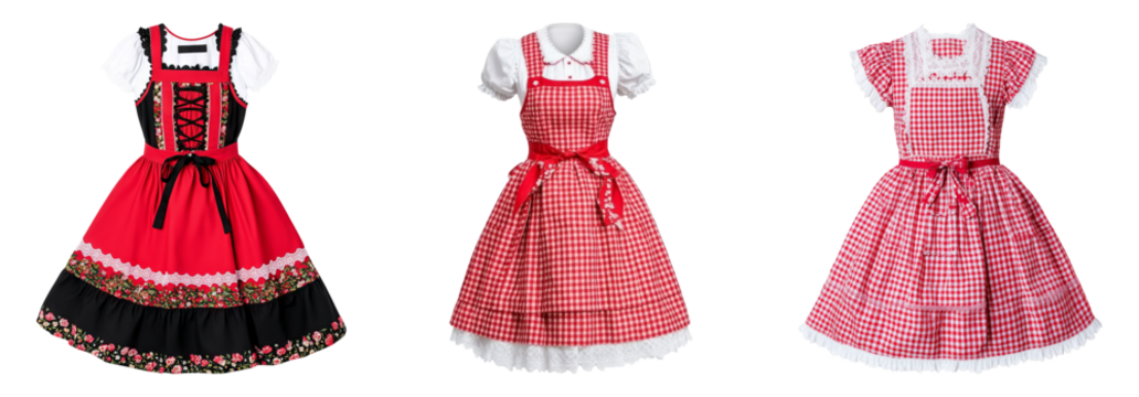 Isolated Traditional Dresses on Transparent Checkerboard Background