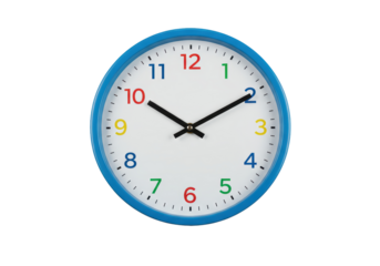 Isolated Round Wall Clock with Colorful Numbers