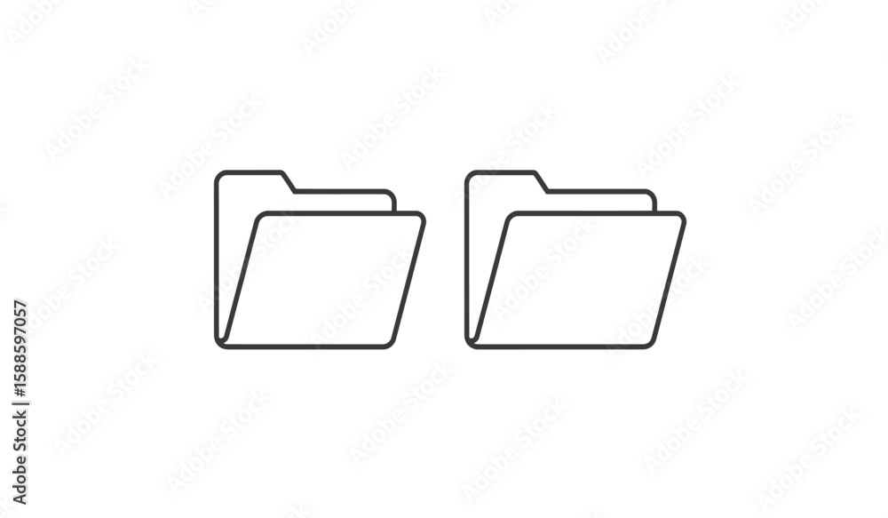 Poster two simple folder icons black outline representing data storage and organization