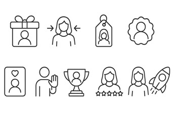 People outline icon set. user interface, profile, avatar, feedback icons collection