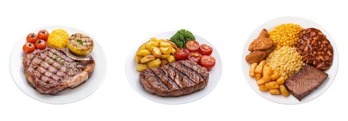 Grilled Meat Dishes on Transparent Background for Culinary Use