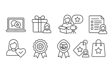 Online shopping line icon set. e-commerce, purchase icons in linear style