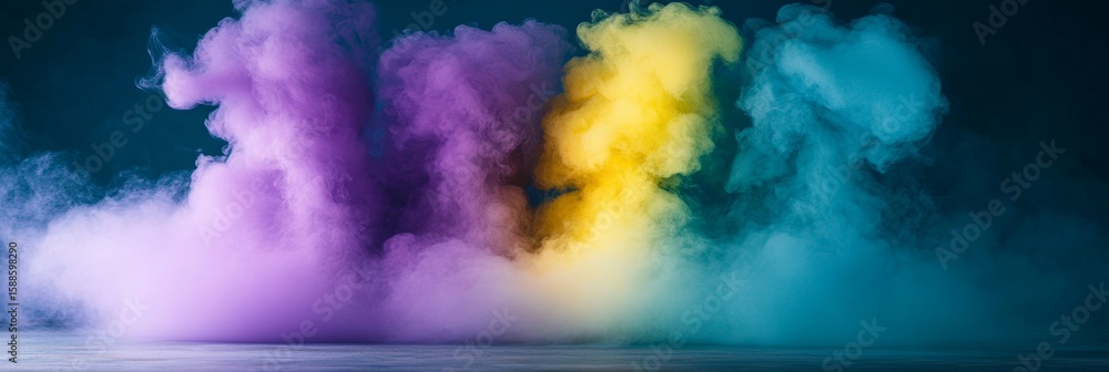 Poster a captivating display of vaporous rainbow hues in motion, creating a stunning ethereal backdrop.