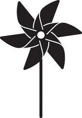 Black pinwheel toy on white background graphic