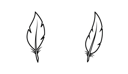 Two simple feather outlines in black on a white background design element © rsvect02