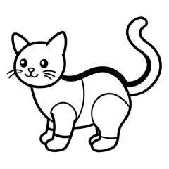 Obraz premium Adorable kitten wearing diaper while playing Line Art Vector illustration