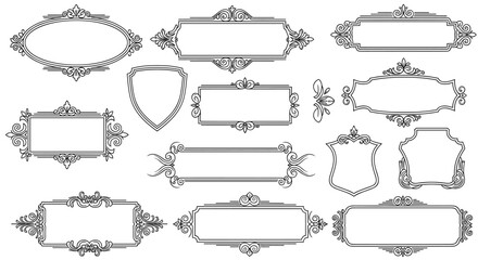 A set of ornate vintage frames and borders in vector format, perfect for adding a touch of elegance and sophistication to design projects and layouts.