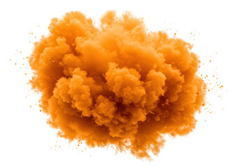Isolated Vibrant Orange Powder Cloud Explosion