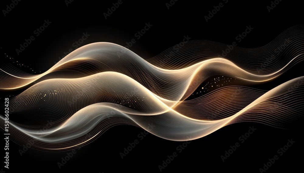 Poster elegant abstract golden waves with dynamic texture and light effects for web or print banner design