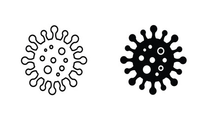Coronavirus Outbreak Black and White Virus Icon Illustration on White Background